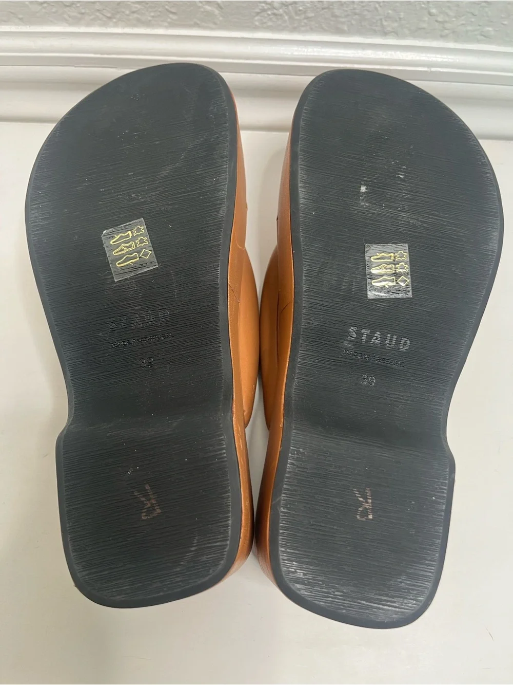 STAUD Rio Platform Sandals in Tawny Size 39